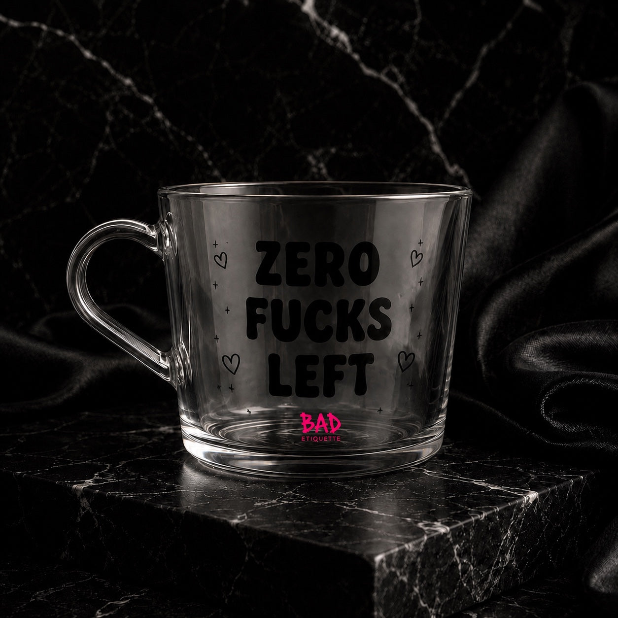 Zero Fucks Left Glass Coffee Mug